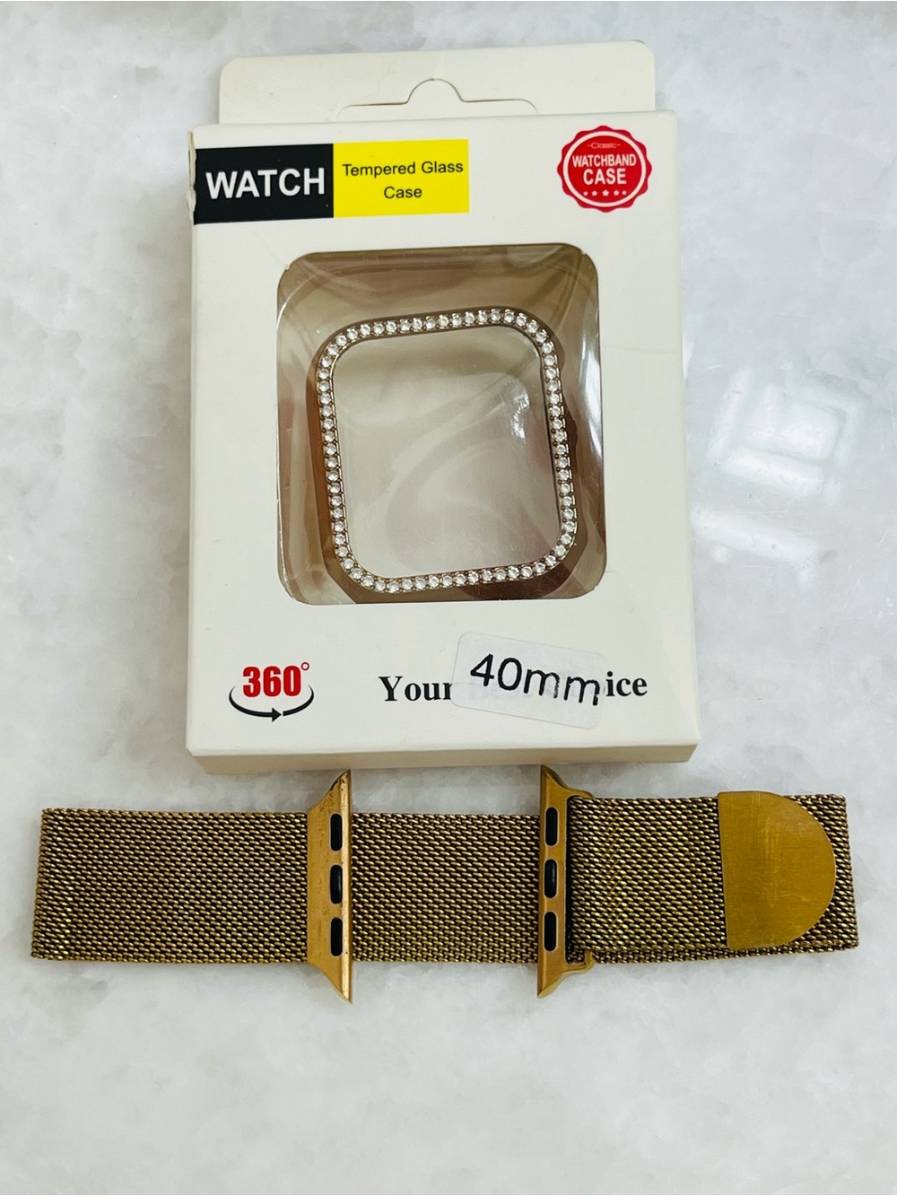 RoseGold Apple Watch Band and Rhinestone Case - 40mm NO TEMPERED GLASS